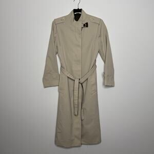 Vintage Minimalist Trench Coat | Beige Belted Jacket | 80s/90s
